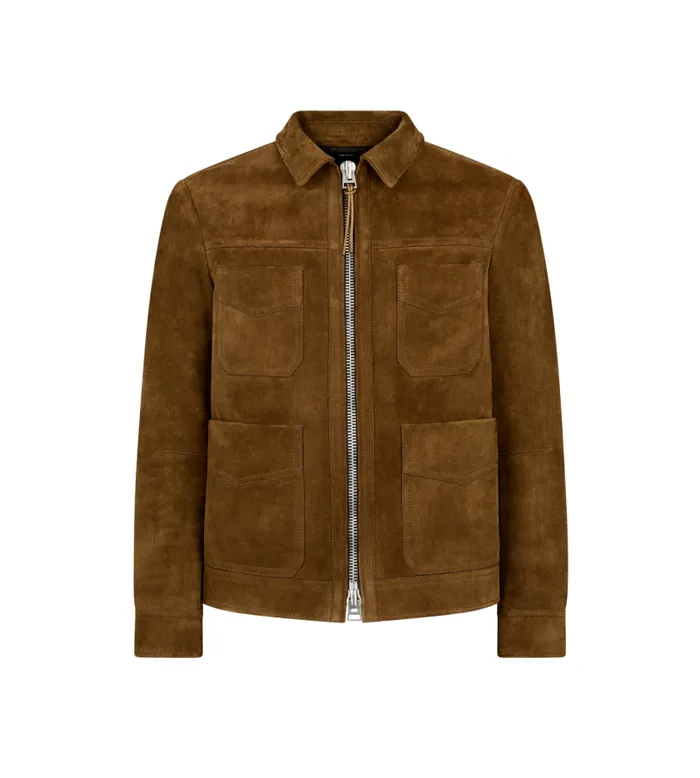 Men Outerwear Tom Ford Brushed Heathered Suede Four Pocket Blouson Cigar