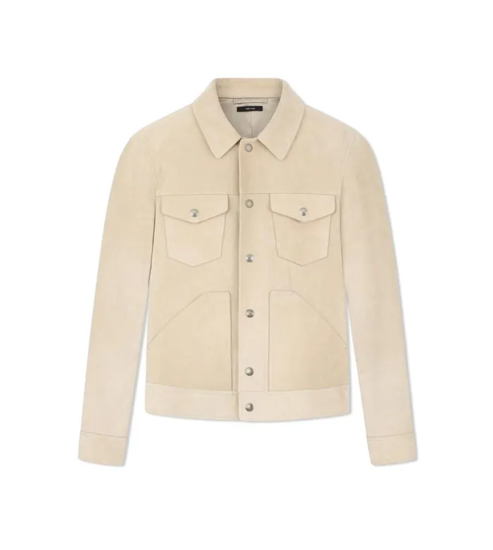 Men Outerwear Tom Ford Buttery Suede Western Jacket Bone