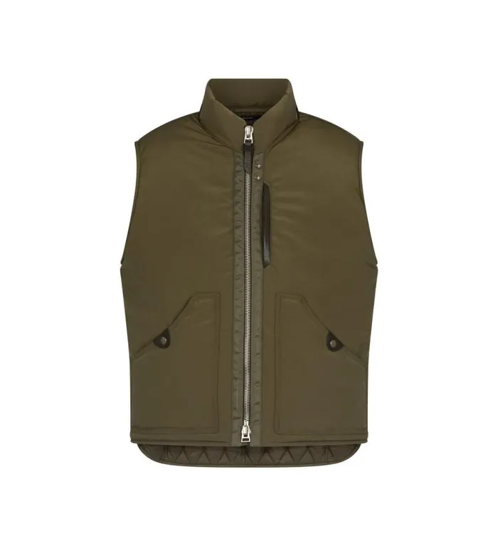 Men Outerwear Tom Ford Micro Ottoman Quilted Lined Gilet Elm