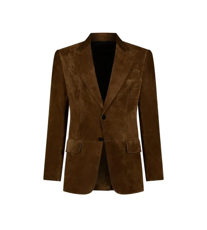 Men Outerwear Tom Ford Soft Suede Sartorial Blazer Cigar