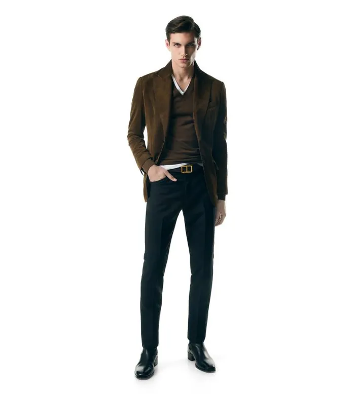Men Outerwear Tom Ford Soft Suede Sartorial Blazer Cigar Men Outerwear Tom Ford Soft Suede Sartorial Blazer Cigar