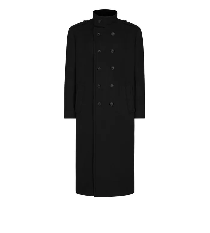 Men Outerwear Tom Ford Wool Blend Melton Funnel Coat Black