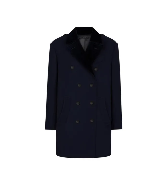 Men Outerwear Tom Ford Wool Felt Officer Peacoat Dark Blue