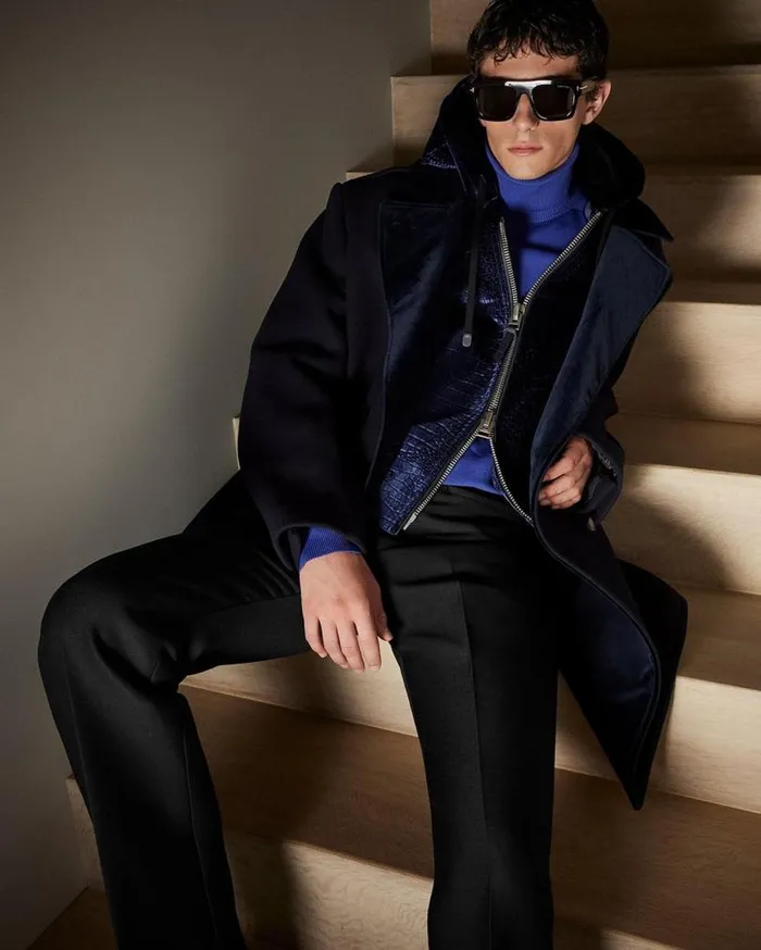 Men Outerwear Tom Ford Wool Felt Officer Peacoat Dark Blue Men Outerwear Tom Ford Wool Felt Officer Peacoat Dark Blue