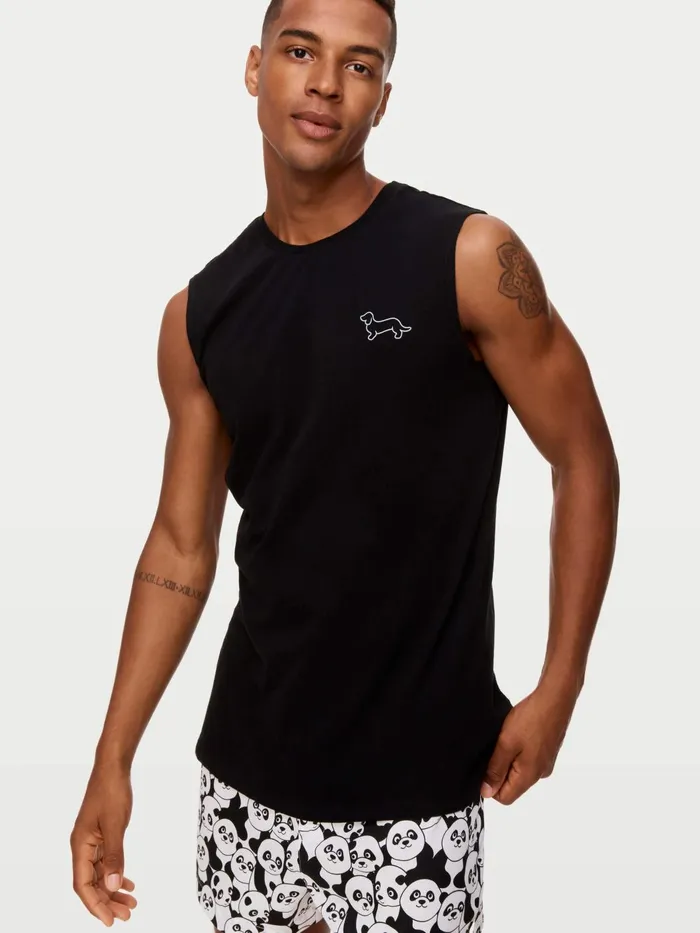 Men Penny Logo Sleeveless Tee Black Peter Alexander Classic Tops