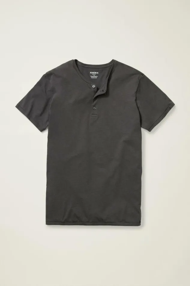 Men Pima Performance Short Sleeve Henley Grey Bonobos Henleys