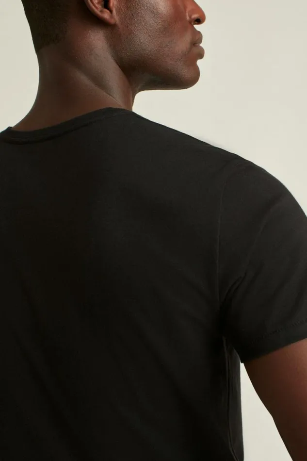 Men Pima Performance Short Sleeve Henley Jet Black Bonobos Henleys