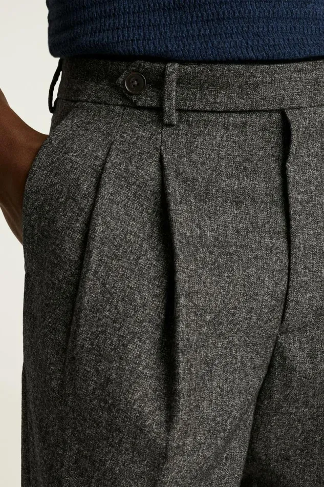 Men Pleated Wool Trouser Heather Charcoal Bonobos Dress Pants