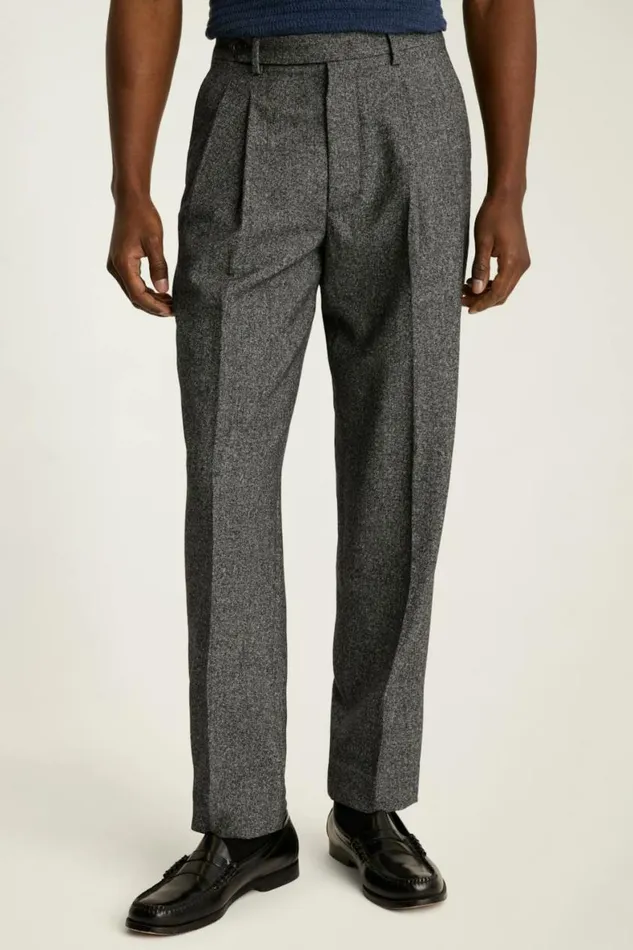 Men Pleated Wool Trouser Heather Charcoal Bonobos Dress Pants