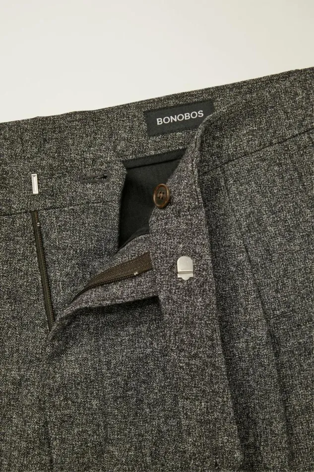 Men Pleated Wool Trouser Heather Charcoal Bonobos Dress Pants