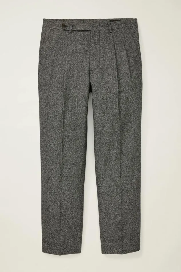 Men Pleated Wool Trouser Heather Charcoal Bonobos Dress Pants