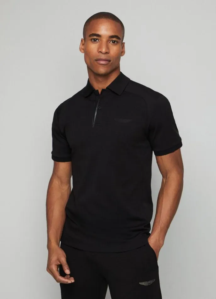 Men Polo Shirts Hackett London Aston Martin Slim Fit Polo Black