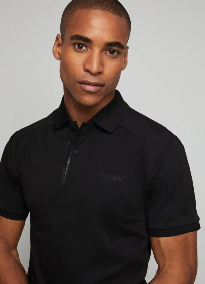 Men Polo Shirts Hackett London Aston Martin Slim Fit Polo Black