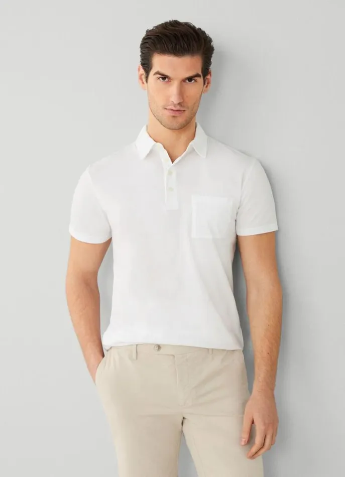 Men Polo Shirts Hackett London Classic Fit Knit Polo White