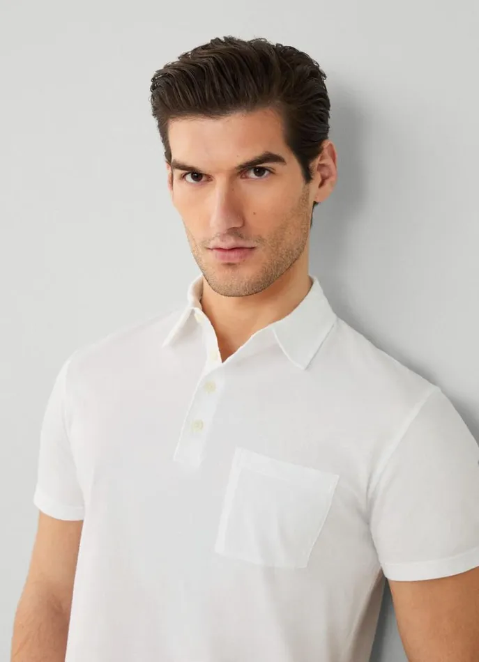 Men Polo Shirts Hackett London Classic Fit Knit Polo White