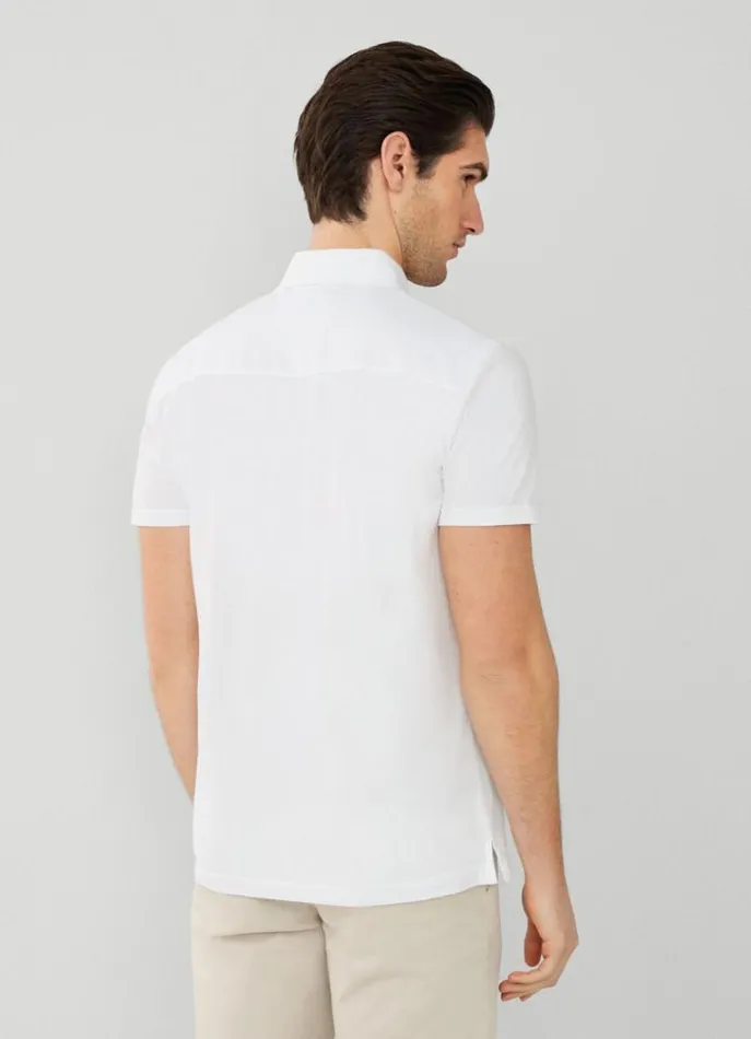 Men Polo Shirts Hackett London Classic Fit Knit Polo White