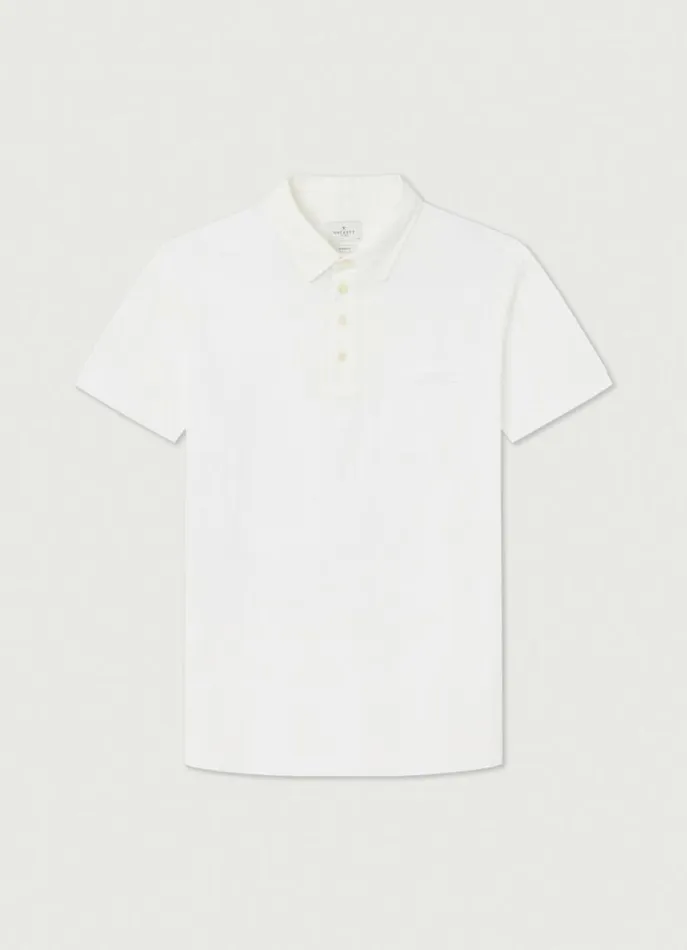 Men Polo Shirts Hackett London Classic Fit Knit Polo White