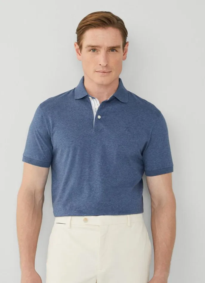 Men Polo Shirts Hackett London Classic Fit Polo Shadow Blue