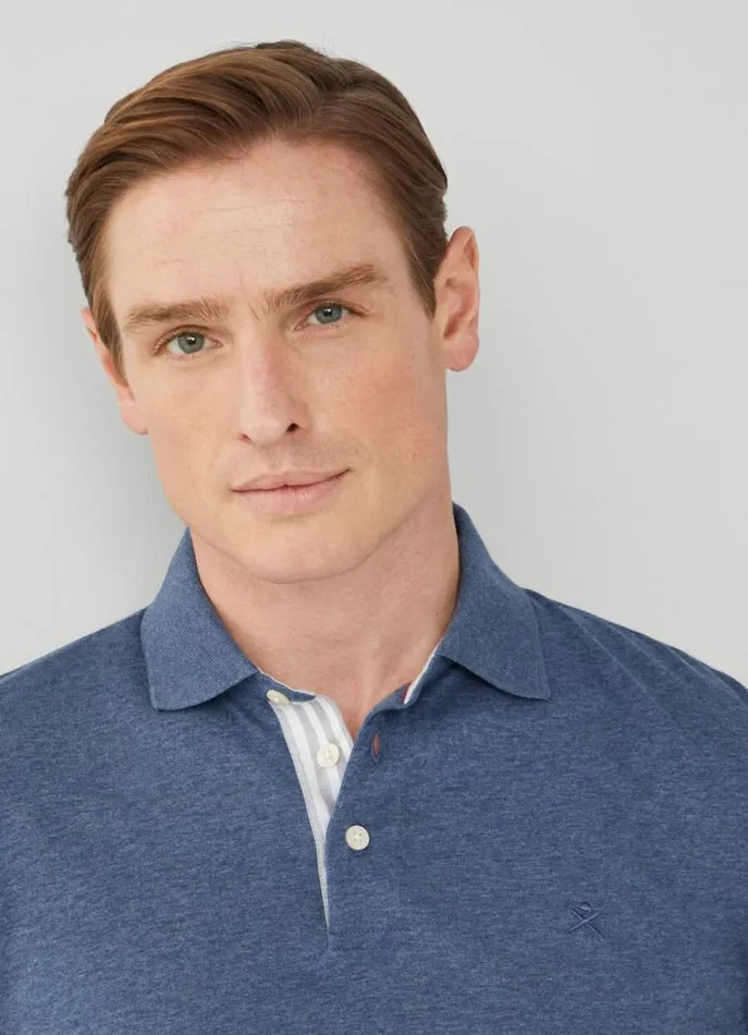 Men Polo Shirts Hackett London Classic Fit Polo Shadow Blue