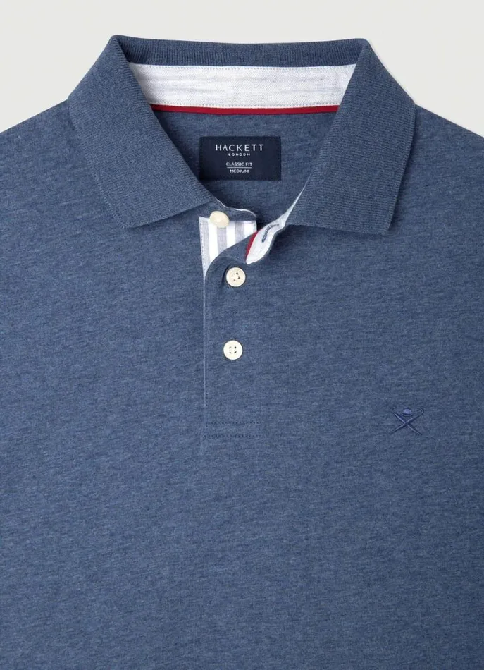 Men Polo Shirts Hackett London Classic Fit Polo Shadow Blue