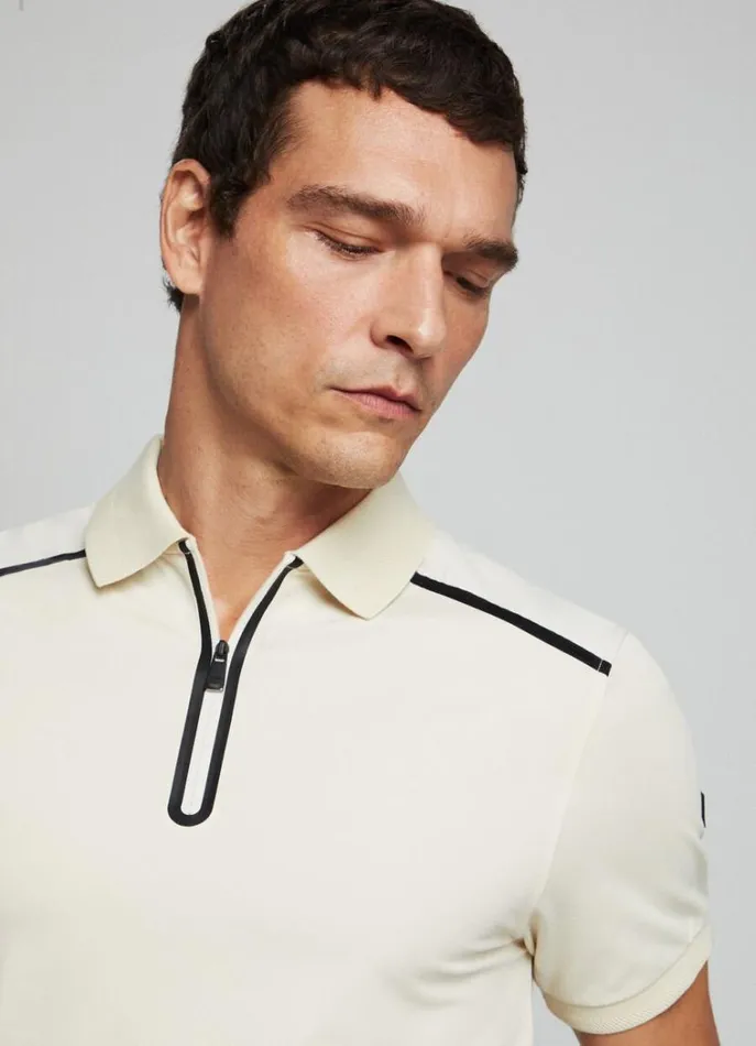 Men Polo Shirts Hackett London Slim Fit Half Zip Polo Bone