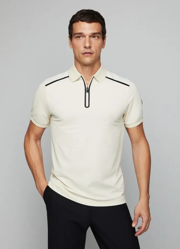Men Polo Shirts Hackett London Slim Fit Half Zip Polo Bone