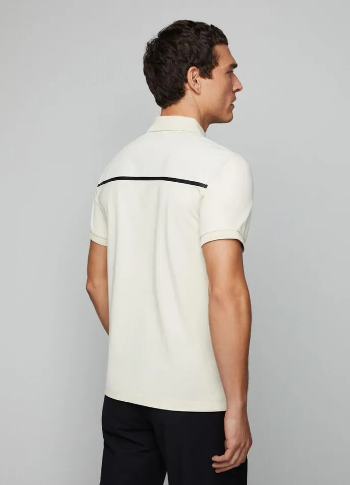Men Polo Shirts Hackett London Slim Fit Half Zip Polo Bone