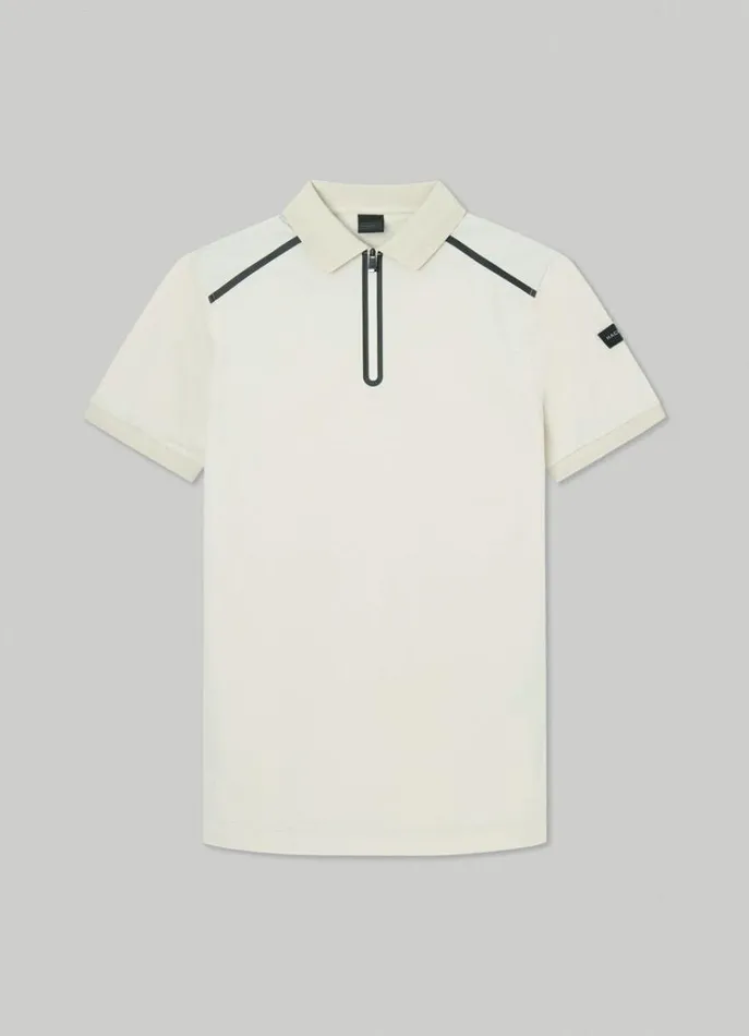Men Polo Shirts Hackett London Slim Fit Half Zip Polo Bone
