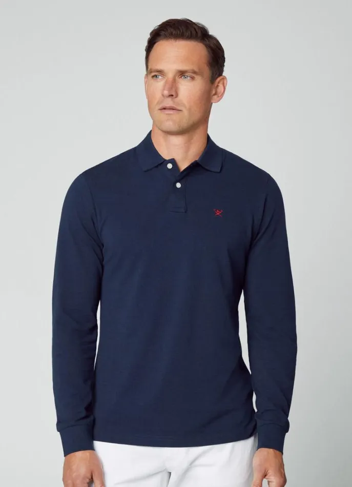 Men Polo Shirts Hackett London Slim Fit Long Sleeve Polo Navy