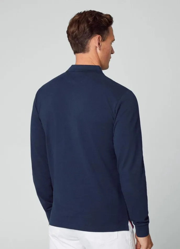 Men Polo Shirts Hackett London Slim Fit Long Sleeve Polo Navy