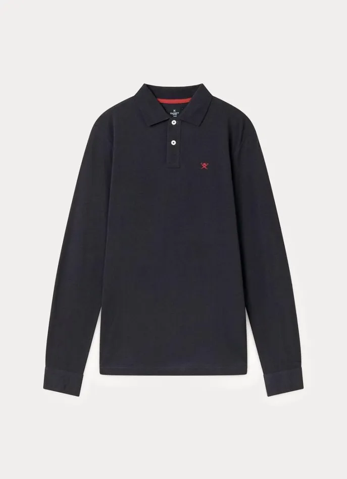 Men Polo Shirts Hackett London Slim Fit Long Sleeve Polo Navy