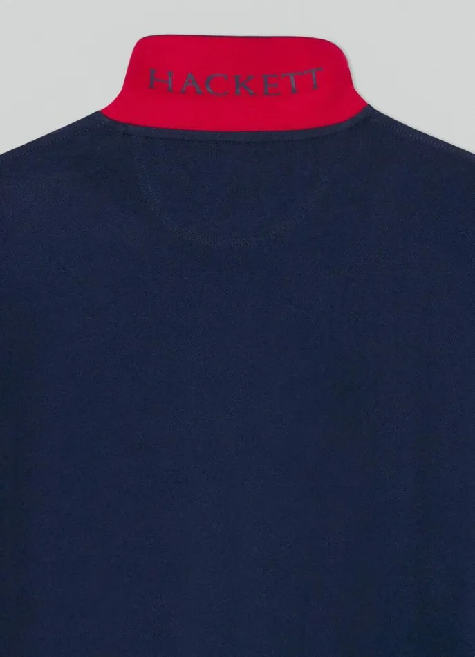 Men Polo Shirts Hackett London Slim Fit Long Sleeve Polo Navy
