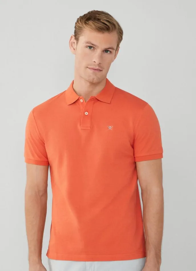 Men Polo Shirts Hackett London Slim Fit Pique Polo Shirt Mandarin Orange