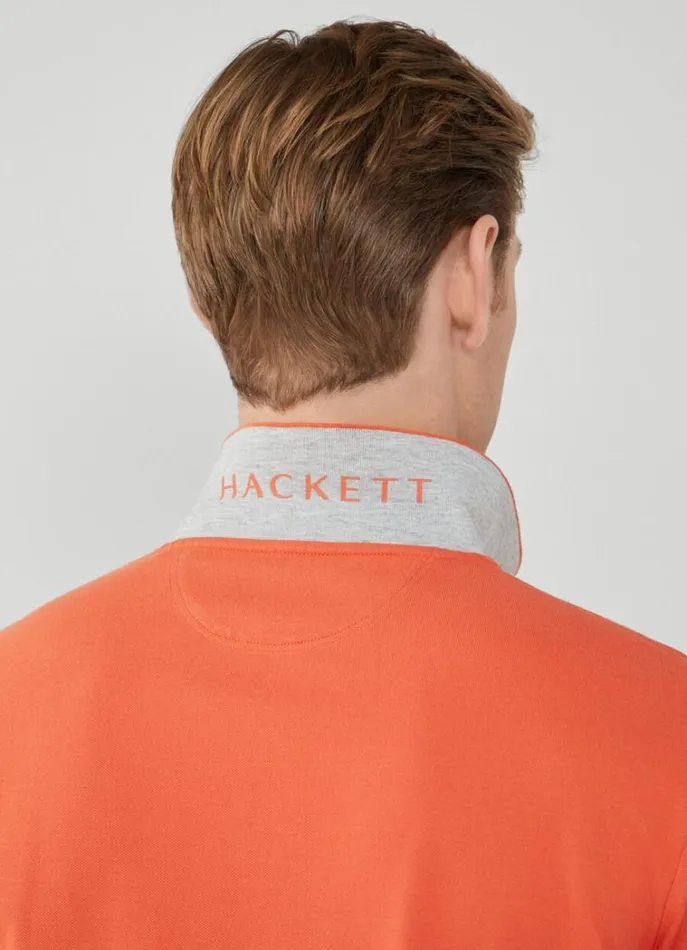 Men Polo Shirts Hackett London Slim Fit Pique Polo Shirt Mandarin Orange