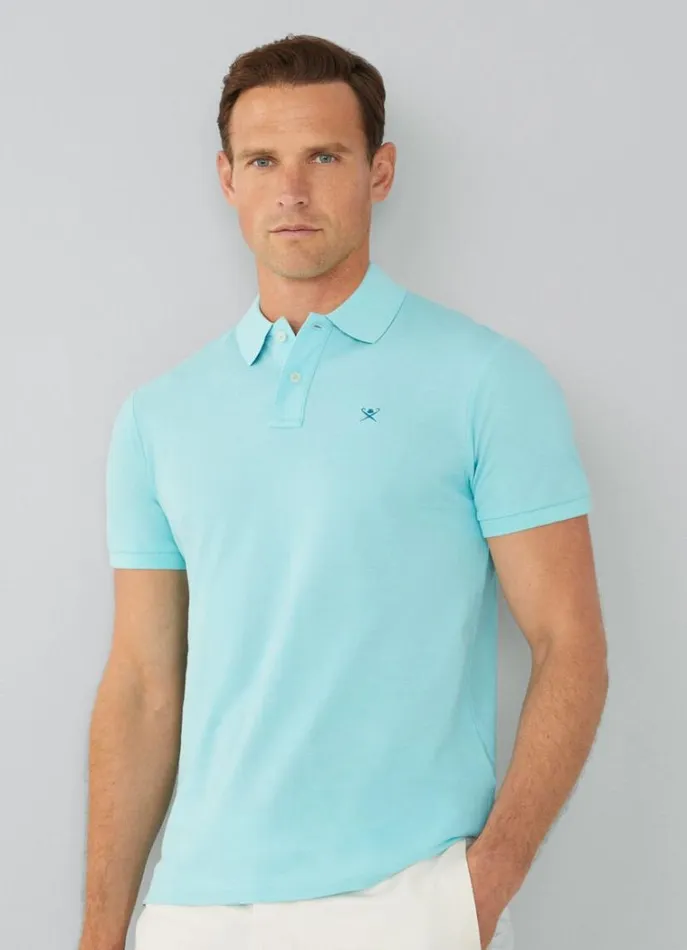 Men Polo Shirts Hackett London Slim Fit Pique Polo Shirt Pool Blue