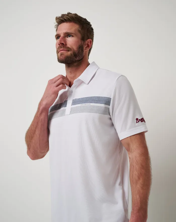 Men Polos TravisMathew ATLANTA BRAVES TOP RECRUIT POLO White