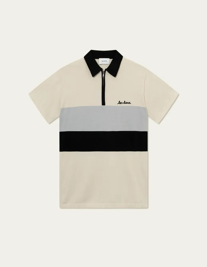 Men Raul Knitted Polo 8211 IvoryBlack Les Deux Knitwear