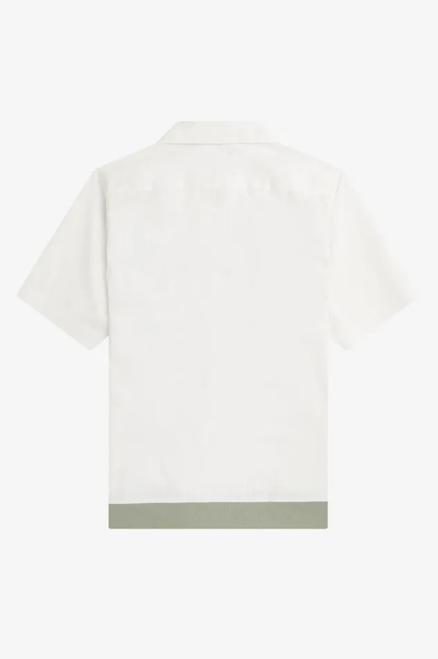 Men Ribbed Hem Revere Collar Shirt Snow White Fred Perry Shirts