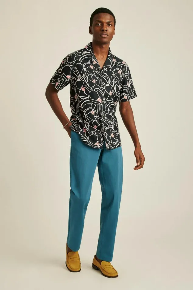 Men Riviera Cabana Shirt Exploded Floral Bonobos Short Sleeve Shirts