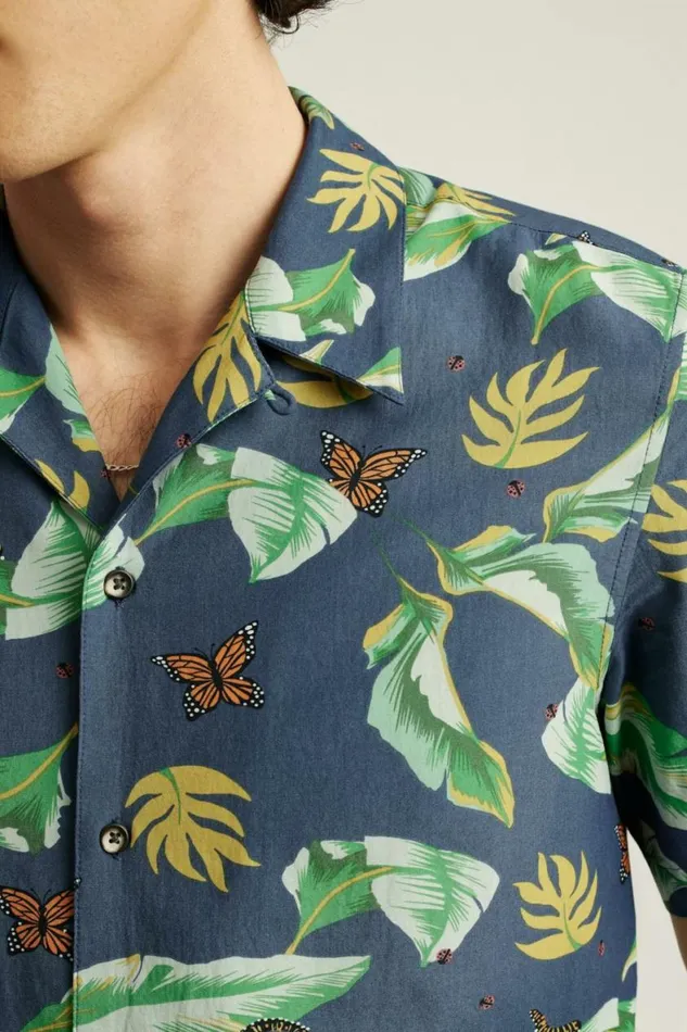 Men Riviera Cabana Shirt Navy Butterfly Garden Bonobos Short Sleeve Shirts