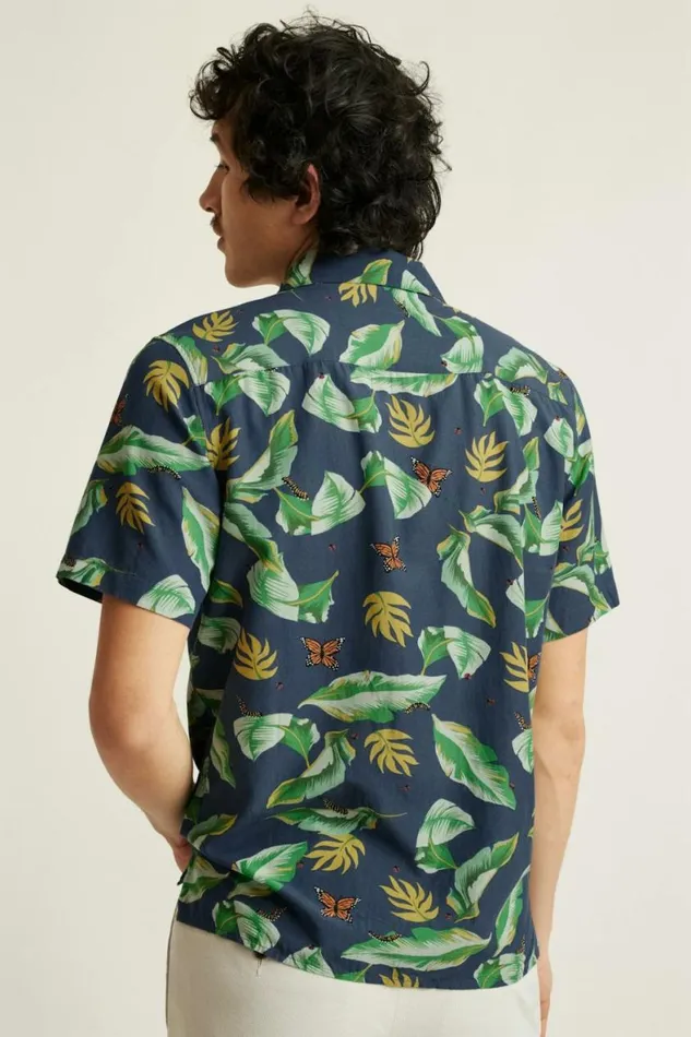 Men Riviera Cabana Shirt Navy Butterfly Garden Bonobos Short Sleeve Shirts