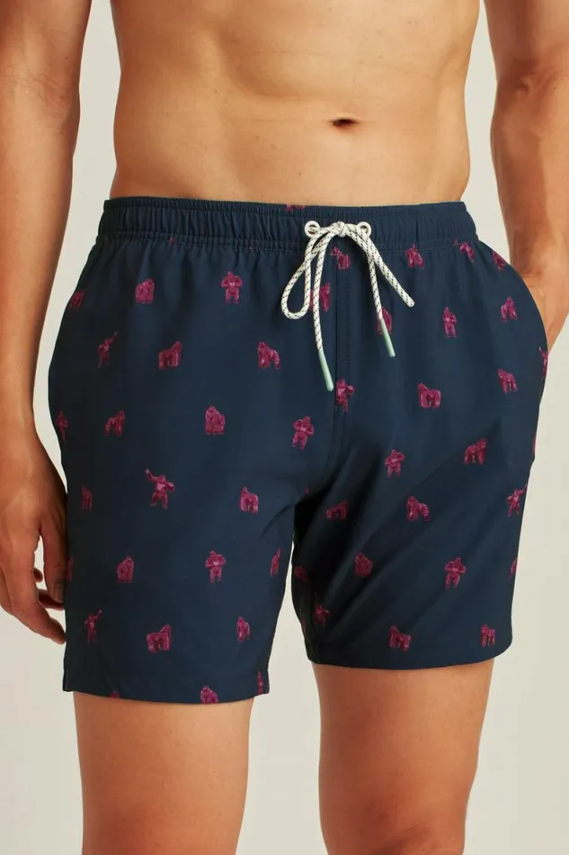 Men Riviera Recycled Swim Trunks Gorillas Bonobos Swim Trunks