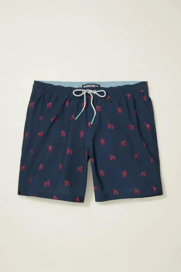 Men Riviera Recycled Swim Trunks Gorillas Bonobos Swim Trunks