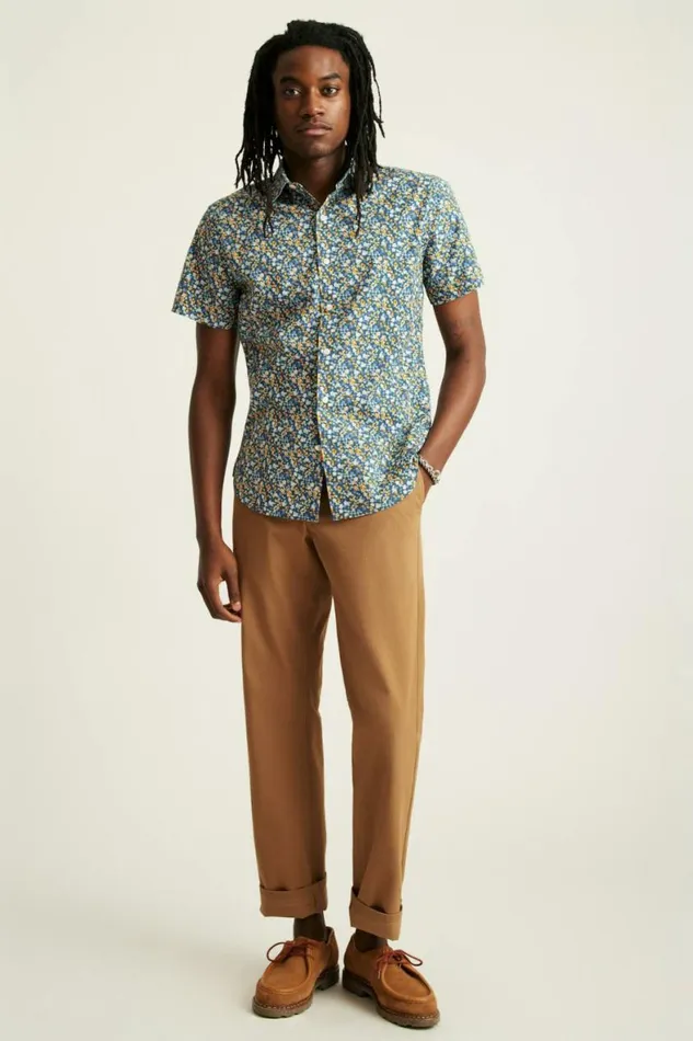 Men Riviera Short Sleeve Shirt Navy Painted Floral Bonobos Short Sleeve Shirts Men Riviera Short Sleeve Shirt Navy Painted Floral Bonobos Short Sleeve Shirts