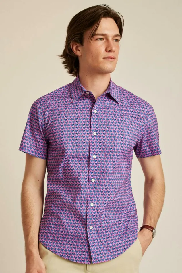 Men Riviera Short Sleeve Shirt Pink Flamingo Frenzy Bonobos Short Sleeve Shirts