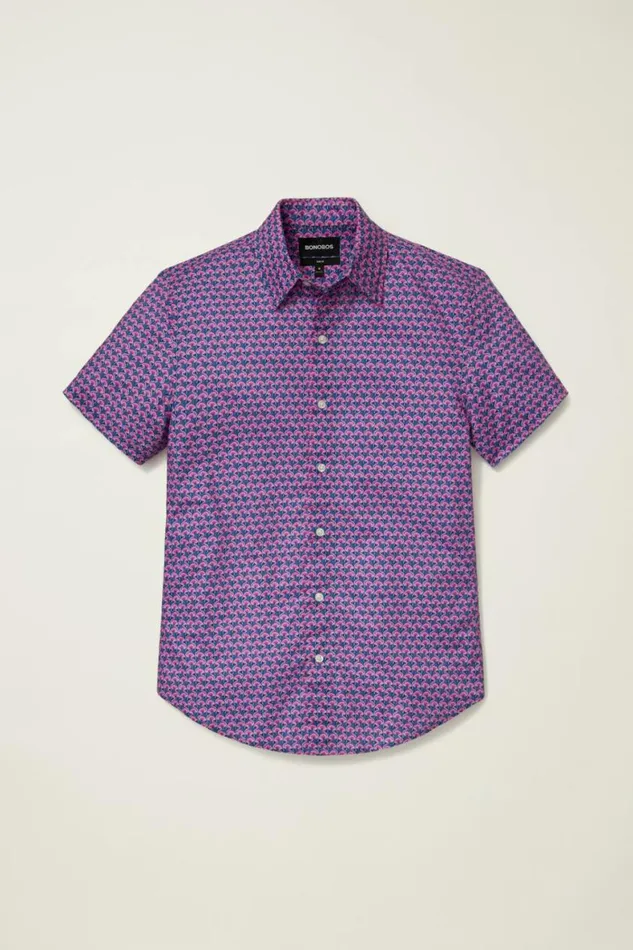 Men Riviera Short Sleeve Shirt Pink Flamingo Frenzy Bonobos Short Sleeve Shirts