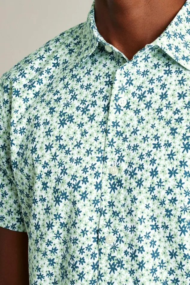 Men Riviera Short Sleeve Shirt Sage Green Parker Floral Bonobos Short Sleeve Shirts