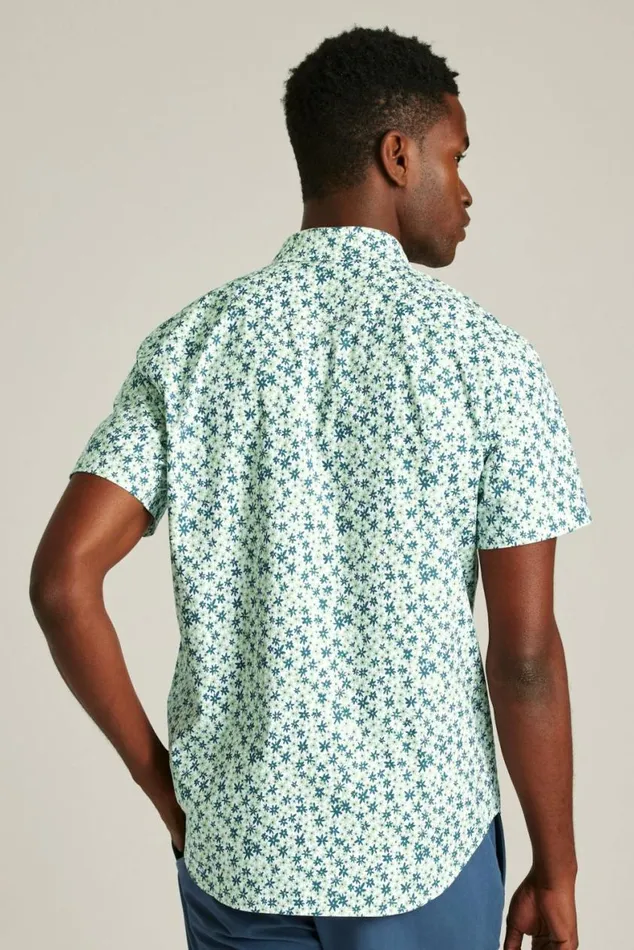 Men Riviera Short Sleeve Shirt Sage Green Parker Floral Bonobos Short Sleeve Shirts