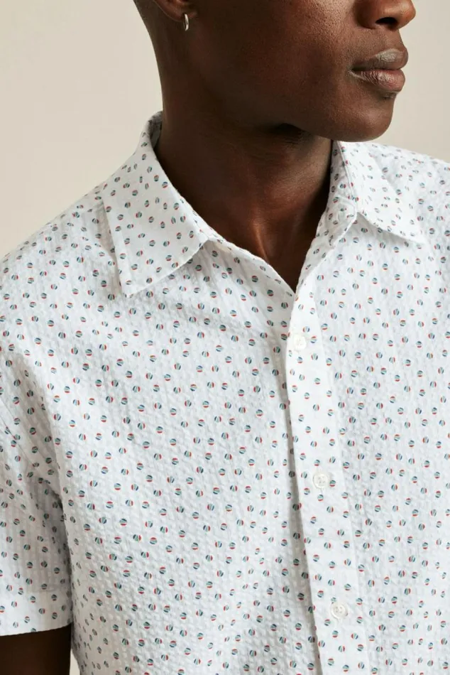 Men Riviera Short Sleeve Shirt Seersucker Beach Balls Bonobos Short Sleeve Shirts