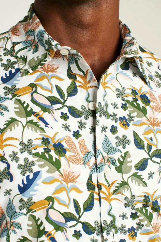 Men Riviera Short Sleeve Shirt White Toucan Paradise Bonobos Short Sleeve Shirts